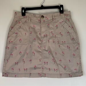 Croft & Barrow Flamingo Print Khaki Skort Stretch Women’s Size 10 Cotton Blend